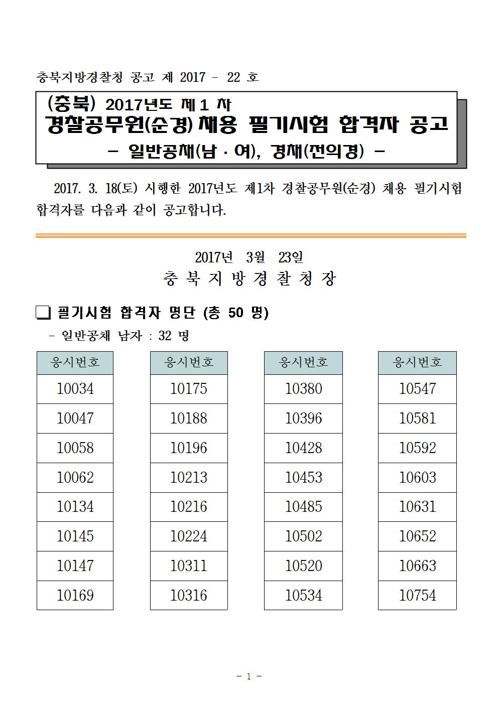 17년 제1차 경찰공무원(순경) 채용 필기시험 합격자 공고문001.jpg