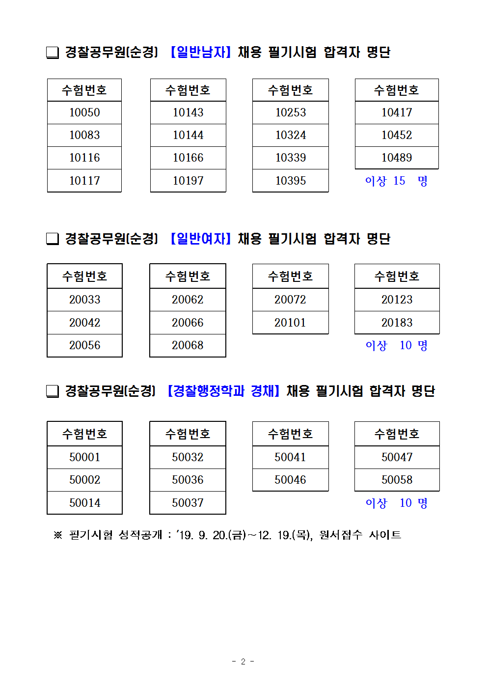 전북-2019년제2차경찰공무원(순경)필기시험합격자공고(전북청)002.png